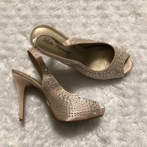 LuLu Townsend Peep Toe Embellished Slingback Heels
